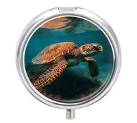 Sea Turtle Swimming Pill Box Cute Medicine Organizer Travel Pillbox Waterproof Portable Pill Container Holder to Hold Vitamins Medication Fish Oil and Supplements