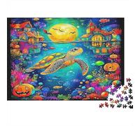 Sea Turtle Swimming Through N-Shaped Coral Reef 1000 Pieces Extra-Thick Cardboard DIY Jigsaw Puzzle, Cognitive Development & Rehabilitation Puzzle, Leisure Activity, Premium Quality Puzz