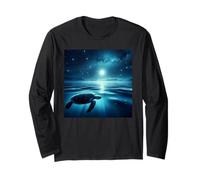 Sea Turtle swimming under Full Moon Long Sleeve T-Shirt