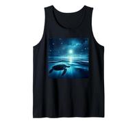 Sea Turtle Swimming Under Full Moon Tank Top