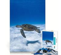 Sea Turtle Swimming Underwater Jigsaw Puzzles 1000 Piece for Adults Think Smart Toy Together Fun Accurate Cut Art Display (50x75cm)