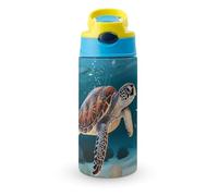 Sea Turtle Swimming Water Bottle with Carrying Loop, 304 Stainless Steel Vacuum Insulated Cup | BPA Free, Leakproof Tumblers for Sports Travel, 12oz Blue-style