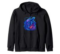 Sea Turtle Tee Retro 80s 90s Ocean Life Graphic Space Turtle Zip Hoodie