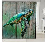 Sea Turtle Themed Decor Bathroom Shower Curtain Reptile Tortoise Shower Curtain Ocean Animal Bath Curtain Green Fabric Shower Curtain for Kids Boys Girls Adults 72x72 Inch