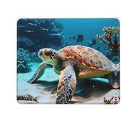 Sea Turtle Thick Desk Pad Mouse Mat with Lock Stitch Edge, Stable Non-Slip Surface for Computer Use