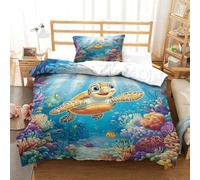 Sea Turtle Three-dimensional Printing Bedding Bedding Ensemble Sea Turtle Duvet Cover Ultra-fine Fiber Pillow Slip Included Plush And Low-maintenance Single（135x200cm）