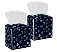 Sea Turtle Tissue Box Cover, 2 Pack PU Leather Square Facial Tissue Dispenser Box holder for Home Office Car