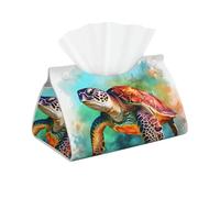 Sea Turtle Tissue Box Cover PU Leather Tissue Box Case, Animal Decor Facial Tissue Holder Box Napkin Paper Holder Case for Living Room Desk Car Office