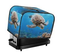 Sea Turtle Toaster Cover 2 Slice, Waterproof Bread Machine Covers with Pockets Universal Size Kitchen Small Appliance Cover with Handle, Dust and Fingerprint Protection