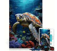 Sea Turtle Tortoise 1000 Piece Jigsaw Puzzle for Adults Smart Reason Toy Home Enjoy Sharp Edge Santa Wish Item (38x52cm)