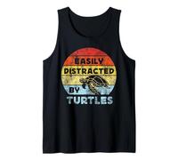 Sea Turtle Tortoise Retro Vintage Easily Distracted By Tank Top