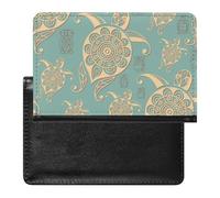 Sea Turtle Tortoise Terrapin Ethnic Bohemian Pattern Women's Passport Protector, Men's Passport Protector, PU Travel Passport Protector for Women Men Worker 5.8 x 3.9 x 0.4 inch