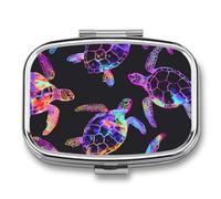 Sea Turtle Travel Pill Organizer 2 Compartments Pill Case Pill Box Containers for Purse Pocket
