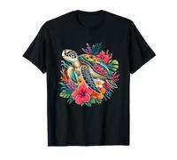 Sea Turtle Tropical Hibiscus Paradise Reef T-Shirt