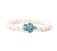 Sea Turtle Turquoise Beads Bracelets Handmade Natural Stone Beaded Ocean Animal Friendship Elastic Stretch Bracelets for Women Men Summer Beach Turtle Lovers Birthday Party Fashion Jewelry Gifts, M