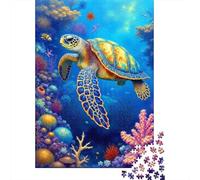 Sea Turtle Underwater 1000 Pc Eco-friendly Paper Jigsaw Puzzle Kids Beginners Fun Game Beautiful Decoration 70x50cm/1000pcs