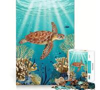 Sea Turtle Underwater Illustration 1000 Piece Jigsaws for Adults Puzzle Strengthen Memory Warm Time Clean Edge (38x52cm)
