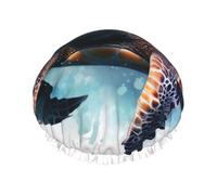 Sea Turtle Underwater L Shower cap with double layer waterproof fabric, suitable for bathing and skin care