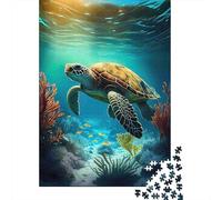 Sea Turtle Underwater Scene 1000 Pc Eco-friendly Paper Jigsaw Puzzle Kids Beginners Fun Game Beautiful Decoration 38x26cm/1000pcs