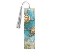 Sea Turtle Vintage Bookmark Ocean Coral Wooden Bookmark with Tassel Book Mark for Women Men Reading Page Markers Gifts for Book Lovers