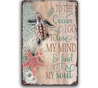 Sea Turtle Vintage Metal Sign Turtle Ocean Wall Art Inspirational Quotes Summer Wall Decor Funny Tin Signs For Garage Bathroom Living Room Man Cave Bar 20x30cm