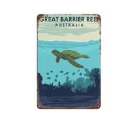Sea Turtle Vintage Metal Tin Sign Great Barrier Reef Australia Vintage Travel Posters Wall Art Modern Family For Living Room Bedroom Wall Decor20 x 30 cm (8 x 12 Zoll)-242