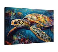Sea Turtle Wall Art Nautical Bathroom Accessories Sea Animal Canvas Prints Pictures Ocean Coastal Decor Abstract Marine Life Painting Seascape Artwork for Bedroom Living Room Home Decoration 30x40cm