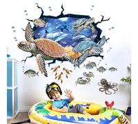 Sea Turtle Wall Stickers for Kids: Peel and Stick Under The Sea Marine Ocean Fish Wall Decals for Baby Nursery Kid Bedroom Toddler Room - Children Supplies Ages 1-12 Year Wall Decor