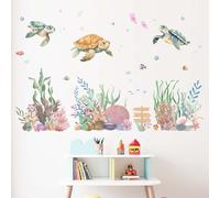 Sea Turtle Wall Stickers for Kids: Peel and Stick Under The Sea Marine Ocean Fish Wall Decals - Wall Decor Art Kids Supplies Ages 1-12 Years