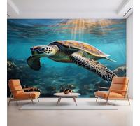 Sea Turtle Wallpaper for Living Room, Animal Underwater World Wall Mural for Bedroom 200x140 cm, Non-Woven Photo Wallpaper, Home Decor D&O37