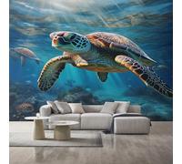 Sea Turtle Wallpaper for Living Room, Marine Life Wall Mural for Bedroom 366x254 cm, Non-Woven Photo Wallpaper, Home Decor D&O43