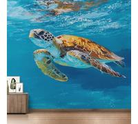 Sea Turtle Wallpaper for Living Room, Marine Life Wall Mural for Bedroom 450x315 cm, Non-Woven Photo Wallpaper, Home Decor D&O124