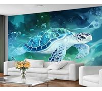 Sea Turtle Wallpaper for Living Room - Peel and Stick Wallpaper, Ocean Green Bedroom Wall Paper, Large Wall Mural & Marine Life Home Decor, Self Adhesive