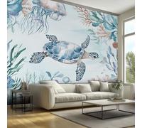 Sea Turtle Wallpaper - Kids Ocean Animal Wall Paper, Sea Turtle Home Decor, Non-Woven Waterproof Print Wallpapers for Bedroom Living Room, Feature Walls Mural 450x315 cm - RvX117
