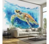 Sea Turtle Wallpaper - Ocean Animal Wall Paper, Sea Turtle Home Decor, Non-Woven Waterproof Print Wallpapers for Bedroom Living Room, Feature Walls Mural 450x315 cm - RvX45