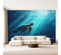Sea Turtle Wallpaper - Underwater World Ocean Sea Wall Mural 350x256 cm (W x H), Non-Woven Photo Wallpaper Mural for Bedroom, Living Room, Hallway, Home Decor Y&W31