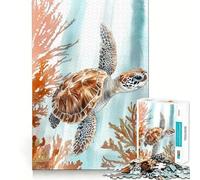 Sea Turtle Watercolor 1000 Pieces Jigsaw Puzzles for Teenagers Improve Memory Mental Relax Sharp Edge Creative Gift (50x75cm)