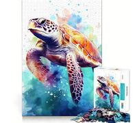 Sea Turtle Watercolor 1000 Pieces Jigsaw Puzzles for Teenagers Solid Logic Toy Peaceful Fun Precision Cut Amazing Present (38x26cm)