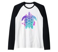 Sea Turtle Watercolor Art - Scuba Diving Ocean Animal Gift Raglan Baseball Tee