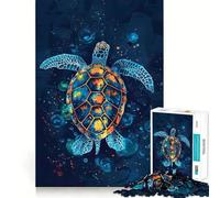 Sea Turtle Watercolor Jigsaw Puzzle 1000 Piece for Teenagers Brain Workout Toy Serene Time Art Assembly Seasonal Gift (38x26cm)