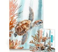 Sea Turtle Watercolor Jigsaw Puzzles for Adults1000 Pieces Clear Logic Toy Leisure Time Perfect Cut Creative Gift (38x26cm)