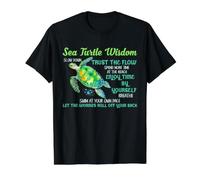 Sea Turtle Wisdom Beach Mindfulness Ocean Lover Quote Value Graphic T-Shirt, Men, Black, XL