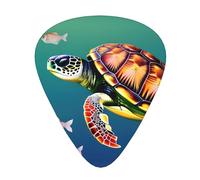 Sea Turtle with Fishes Print 12 Pcs Guitar Picks Fit Lovers 3 Different Thickness 0.46 0.71 0.96mm