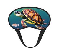 Sea Turtle with Fishes Print Blackout Sleep Mask - Side Sleeper Eye Cover, Soft Comfort, Perfect for Travel, Meditation