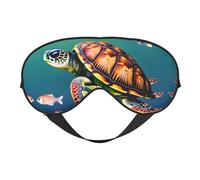Sea Turtle with Fishes Print Soft Eye Mask â€“ Comfortable Sleep, Blocks Light, Full Eye Coverage, Ideal for Travel, Meditation
