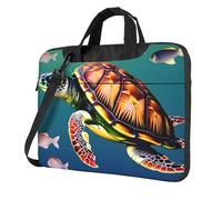 Sea Turtle With Fishes Print Ultra-Thin Portable Laptop Bag Briefcase Working Business Casual Shoulder Bags