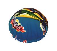 Sea Turtle with Fishes Print Washable Reusable Shower Cap/Hair Hat With Lining/Elastic Fit All Hair Lengths
