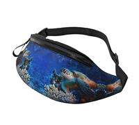 Sea Turtle with Fishes Waist Bag Bumbags for Men Women, Print Polyester Waist Pack for Travel Walking Sport with Adjustable Strap