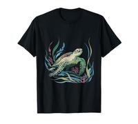 Sea Turtle with Flowing Ocean Plants Marine Wildlife T-Shirt