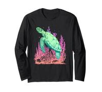Sea Turtle with Tropical Coral Reef Ocean Vibes Long Sleeve T-Shirt